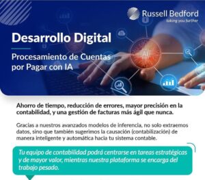 Desarrollo Digital, Analítica de Datos, Procesamiento de cuentas por pagar, Inteligencia artificial, Russell Bedford, Bogotá, Medellin, Cali, Barranquilla, Cartagena.