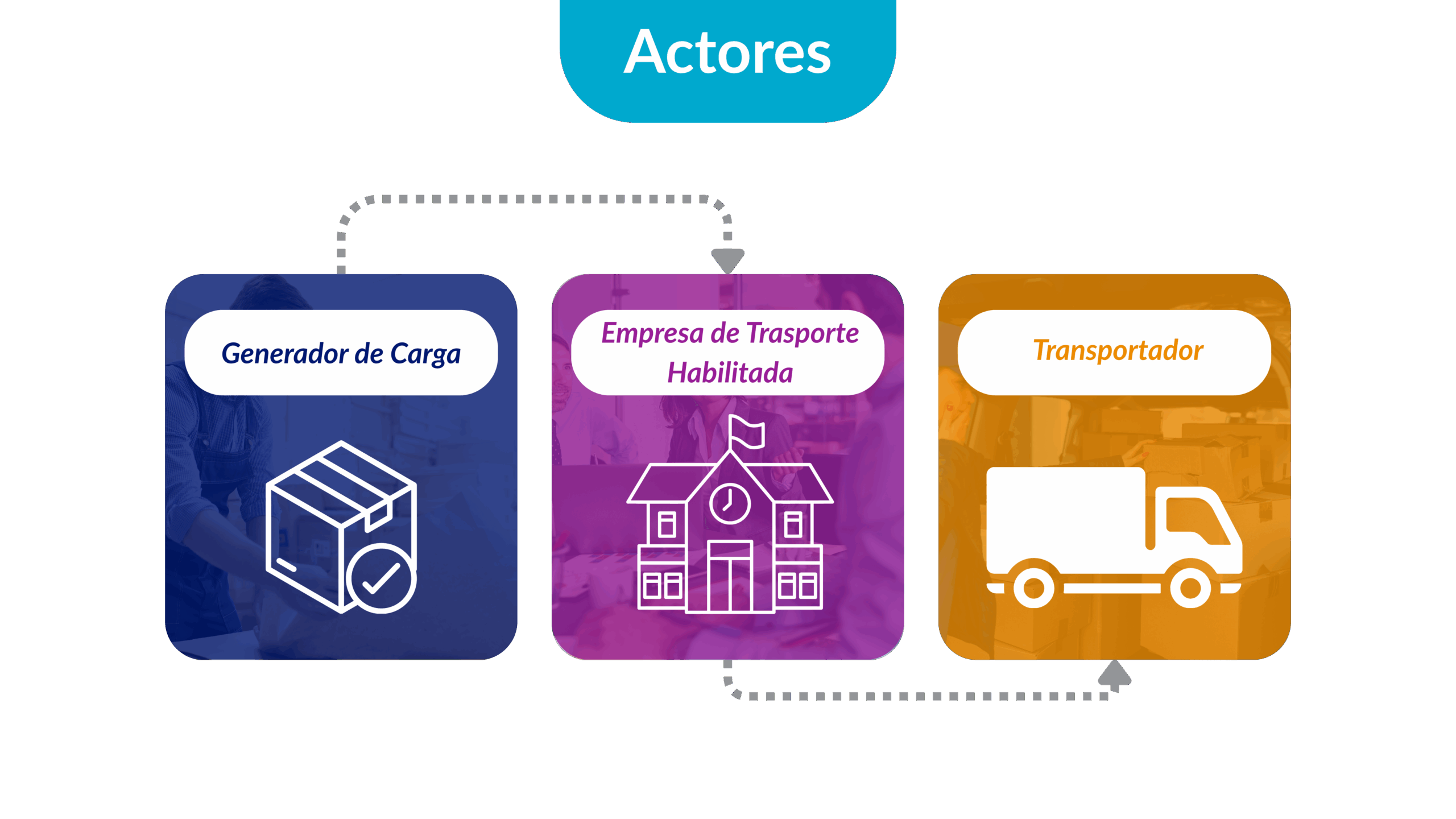 Infografía actores del transporte de carga y servicios contables empresariales.